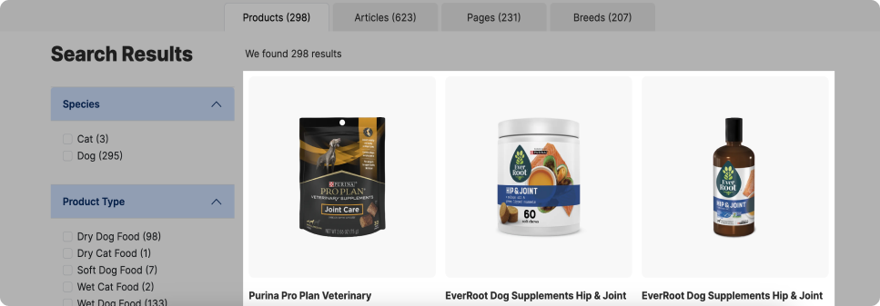 Dog Supplements Fulfillment - Enhance Search Results